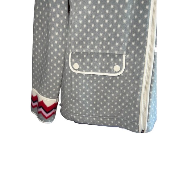 Talbots Womens Fleece Jacket Medium Zigzag Pattern Red & Gray - Picture 4 of 8